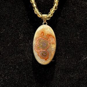 MEXICAN LACE AGATE PENDANT!! Stunning 🤩 So much detail!! With Citrine Chain🔥🔥